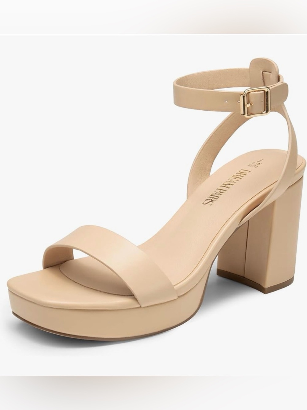 Platform Block Heel Sandals in Nude - Picture 3 of 6